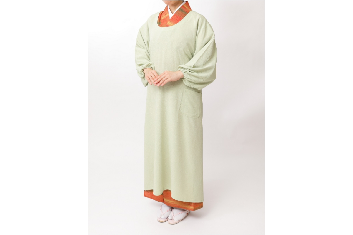 丹後ちりめん・割ぽう着　色（グリーン）　TR00002