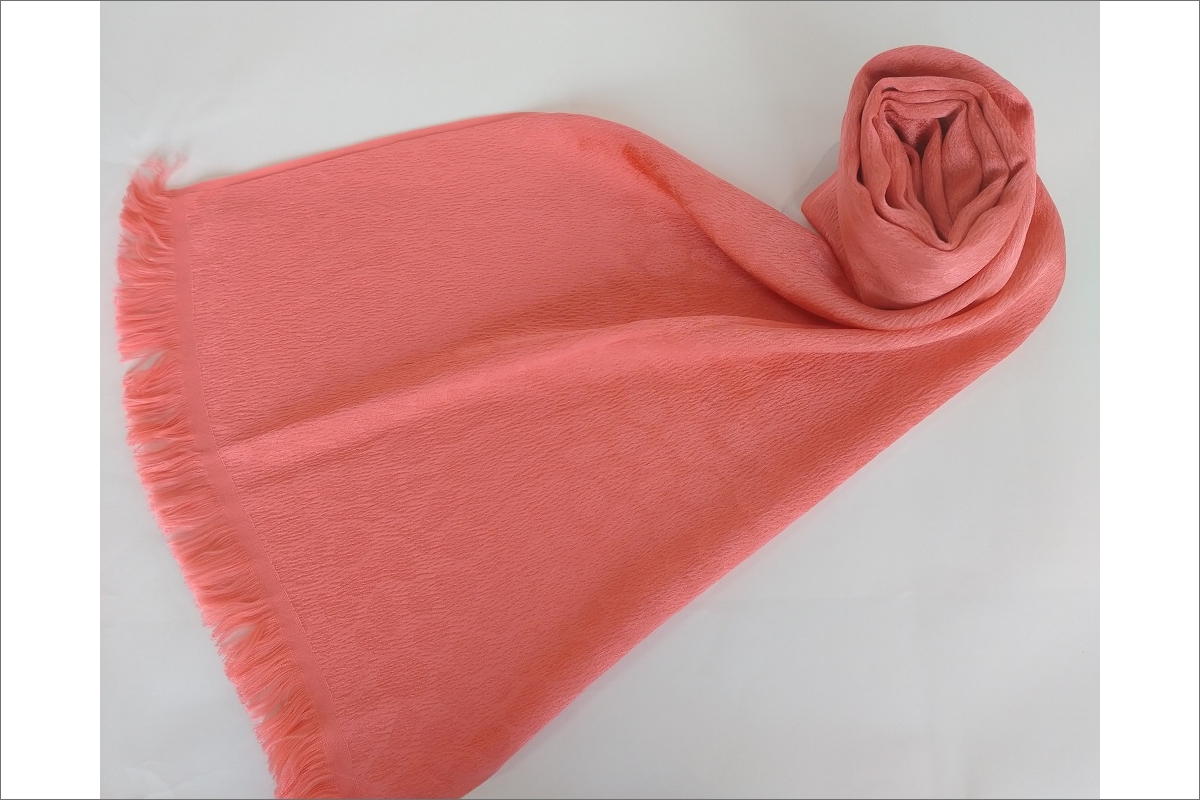 丹後ちりめん　シルク・ストール（ピンク）　TR00021