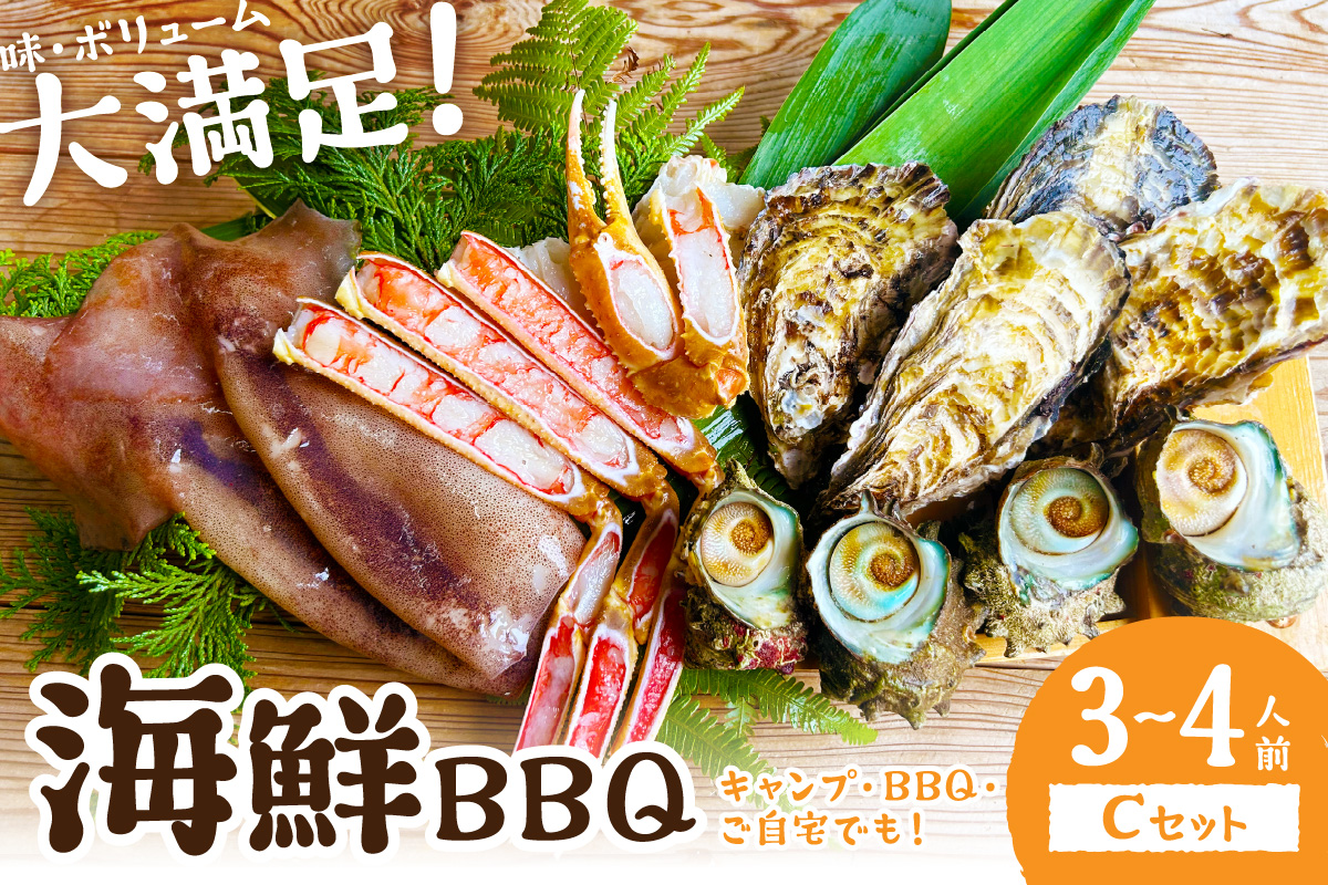 【先行予約】大満足！京丹後・海鮮BBQ　Cセット　贅沢生ズワイガニ付き　4種11品（3～4人前）（2026年4月中旬～発送）　YK00554