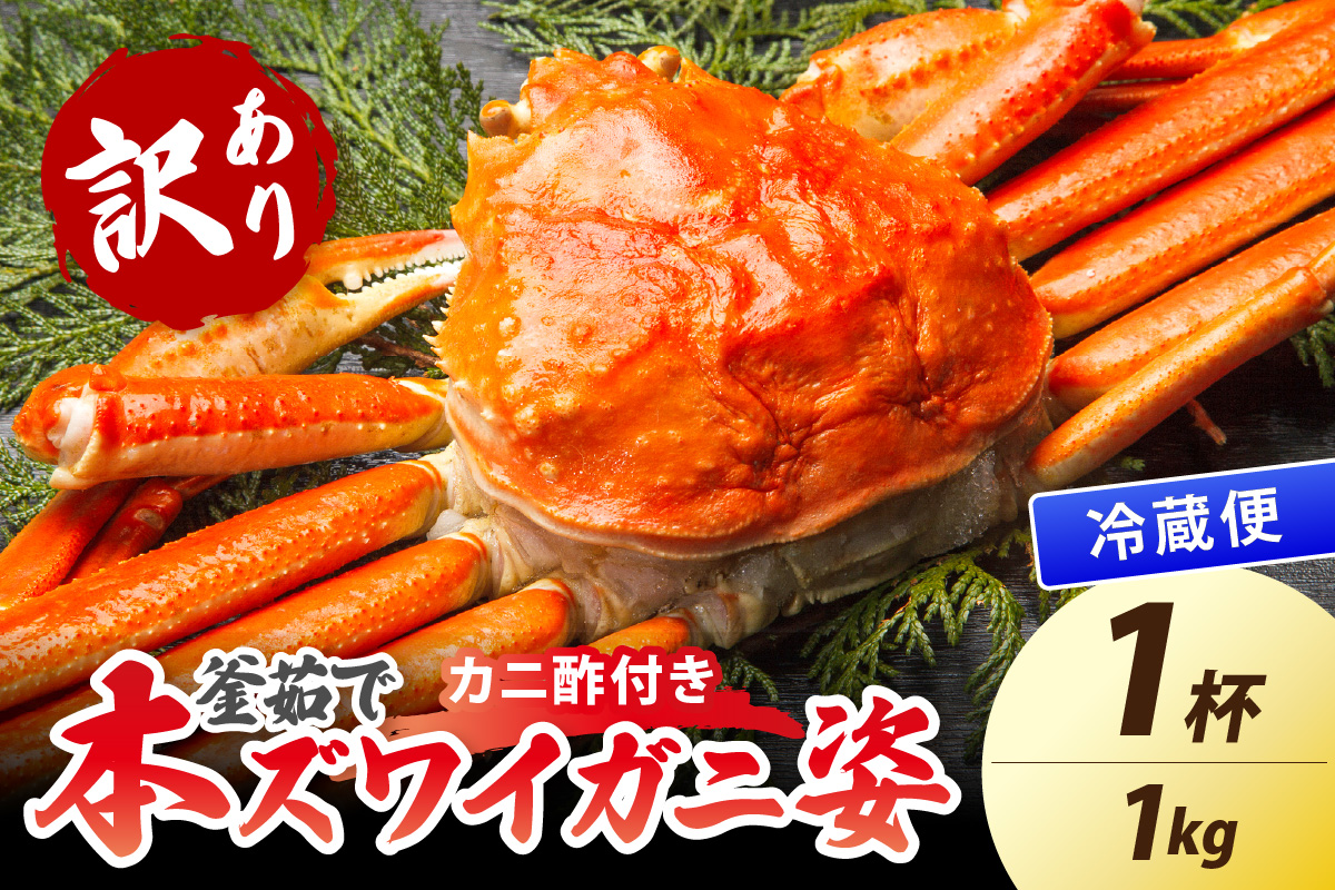 【大好評！カニ酢付き】訳あり！釜茹で！特大本ずわいがに姿 1kg×1杯　YK00484