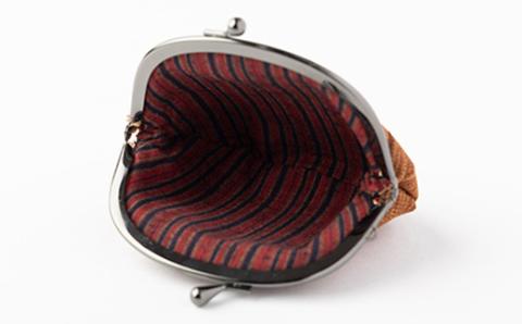 「手織りつづれ」がま口(柿渋染め)【配送不可地域：離島・沖縄県】