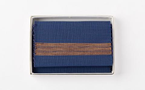 「手織りつづれ」カードケース(藍染め)【配送不可地域：離島・沖縄県】