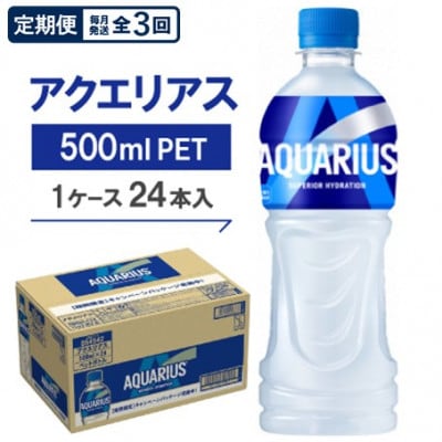 【毎月定期便】アクエリアス500mlPET 24本入全3回