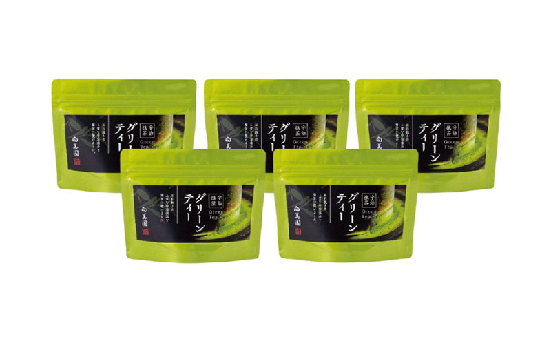 宇治抹茶グリーンティー 150ｇ×5袋セット＆電動式クリーマー付　〈お茶 茶 宇治抹茶 緑茶 抹茶 飲料 牛乳 お湯 お水 簡単操作 ワンタッチ 抹茶ラテ クリーマー セット 加工食品〉