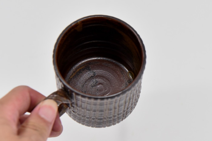 京焼「新羅釉木賊紋マグカップ」【黒】1個〈マグカップ 京