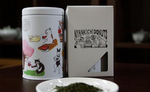 ネコ缶とほっこりお茶セット（京都深蒸し茶入）〈お茶 茶 煎茶 緑茶 深むし 深蒸し茶 京都 缶 ネコ 猫 茶筒 お茶缶 飲料 保存缶〉