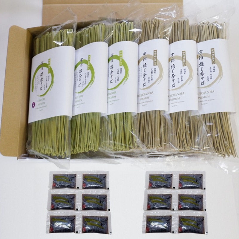 京都きよ泉の抹茶・ほうじ茶そば(12食分・各3袋入り・つゆ付き)【茶蕎麦　温そば　ギフトにも　年越しそばにも】 麺類 乾麺 12人前 セット