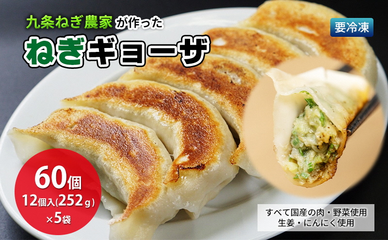九条ねぎ農家が作ったねぎギョウザ（12個入×5袋） 〈 ぎょうざ 餃子 ギョーザ 九条ねぎ 京野菜 冷凍 冷凍餃子 惣菜 国産豚肉 おかず つまみ 夕飯 晩御飯 手軽 便利 〉