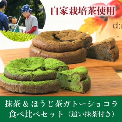 和束産栽培茶の抹茶＆ほうじ茶ガトーショコラ食べ比べセット【配送不可地域：離島】