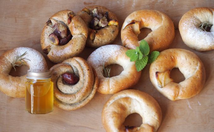 この秋冬限定 デザートベーグルと花はちみつセット