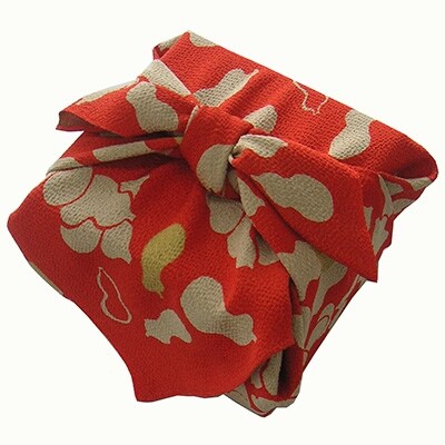 正絹縮緬友禅風呂敷 瓢箪 (赤)