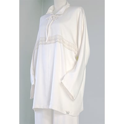 【丹後シルク】パジャマ襟付(飾りシルクレース)フリーサイズ