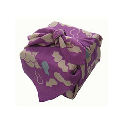 正絹縮緬友禅風呂敷 瓢箪 (紫) 約45cm×47cm