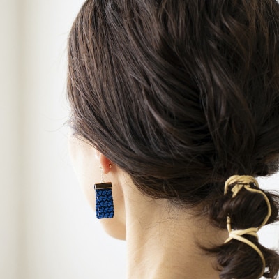 kuska fabricのガルザイヤリング【丹後ブルー】世界でも稀な手織りファブリック