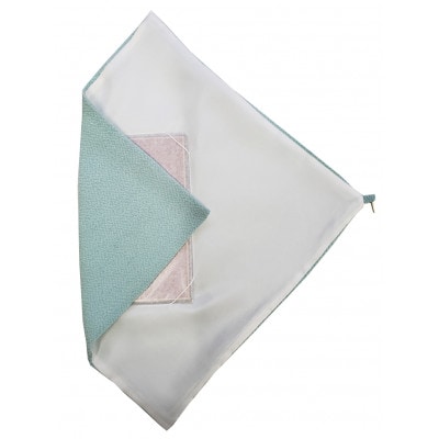 正絹ちりめん台付ふくさ(水色)　シルク100%　冠婚葬祭に便利な日本製袱紗　結婚式、法事・葬式に