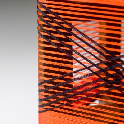 癒やしの灯りのアート シルクの灯火キャンドルライト(朱色・黒ライン)　和風インテリアにおすすめの照明【配送不可地域：沖縄県】