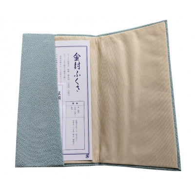 正絹縮緬金封ふくさ(ブルーグレー)1枚　表生地シルク100%丹後ちりめん　冠婚葬祭に便利な日本製袱紗