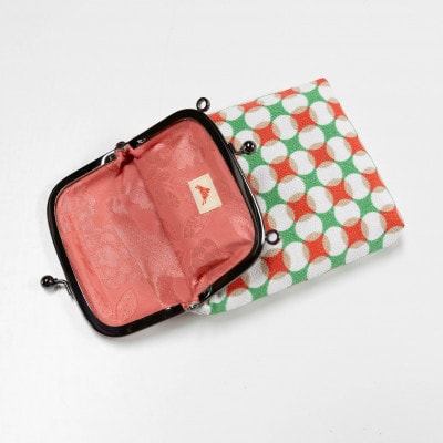 がま口ショルダー(変わり七宝柄オレンジ)　一色ちりめん　京都与謝野町より　【高島屋選定品】