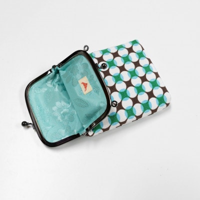 がま口ショルダー(変わり七宝柄ミント)　一色ちりめん　京都与謝野町より　【高島屋選定品】