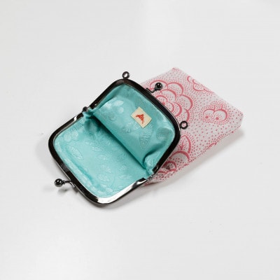 がま口ショルダー(椿柄ピンク)　一色ちりめん　京都与謝野町より　【高島屋選定品】