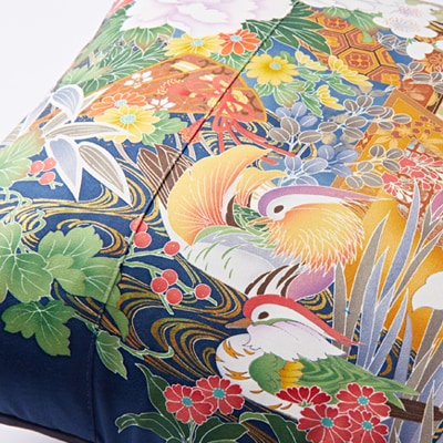 オリジナル ビンテージKIMONOクッションカバー(クッション付き)50cm×50cm ちりめん着物