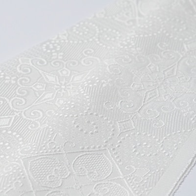 ワタマサ　三重織 正絹白半衿(華紋に唐草)シルク100%日本製和装小物　丹後ちりめん織元より