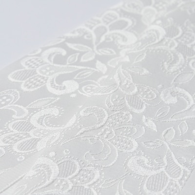 ワタマサ　三重織 正絹白半衿(ハチス入洋花)シルク100%日本製和装小物　丹後ちりめん織元より