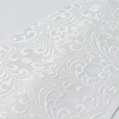 ワタマサ　三重織 正絹白半衿(波模様に亀甲)シルク100%日本製和装小物　丹後ちりめん織元より