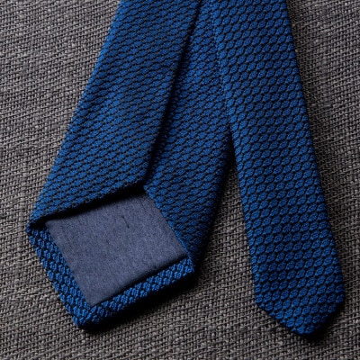 【手織りネクタイ】ネイビー ガルザタイ kuskafabric 丹後の絹織物【高島屋選定品】