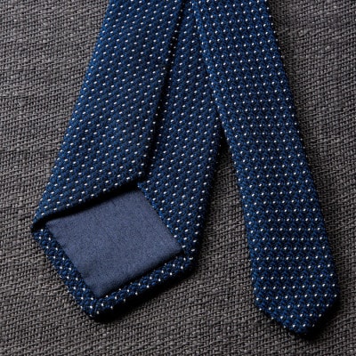 【手織りネクタイ】ネイビー ラインドットタイ kuskafabric 丹後の絹織物【高島屋選定品】