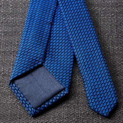 【手織りネクタイ】丹後ブルー ガルザタイ kuskafabric 丹後の絹織物【高島屋選定品】