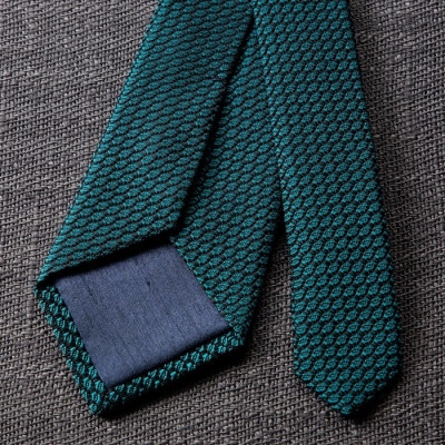 【手織りネクタイ】ダークグリーン ガルザタイ kuskafabric 丹後の絹織物【高島屋選定品】