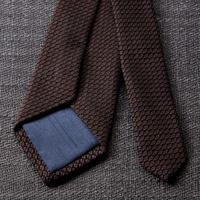 【手織りネクタイ】ダークブラウン ガルザタイ kuskafabric 丹後の絹織物【高島屋選定品】