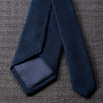 【手織りネクタイ】ダークネイビー ガルザタイ kuskafabric 丹後の絹織物【高島屋選定品】