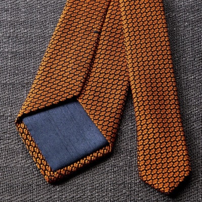 【手織りネクタイ】オレンジ ガルザタイ kuskafabric 丹後の絹織物【高島屋選定品】