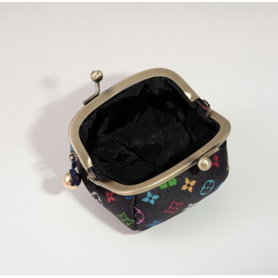 2.5寸ボストンがま口　モノグラム柄(黒色)