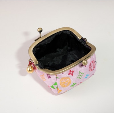 2.5寸ボストンがま口　モノグラム柄(ピンク色)