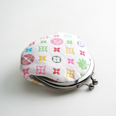 2.6寸がま口財布　モノグラム柄(ホワイトバージョン)