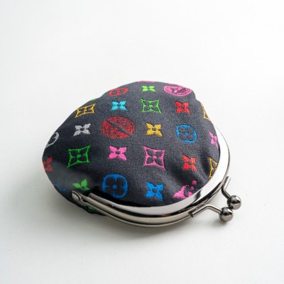 2.6寸がま口財布　モノグラム柄(ブラックバージョン)