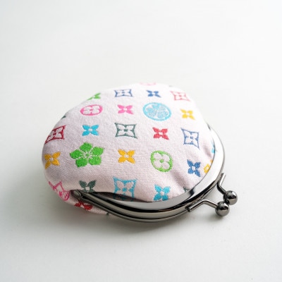 2.6寸がま口財布　モノグラム柄(淡いピンクバージョン)