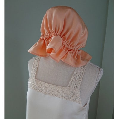 シルクナイトキャップ　薄オレンジ　丹後シルク100%でヘアケア　髪と肌にやさしい寝具【高島屋選定品】