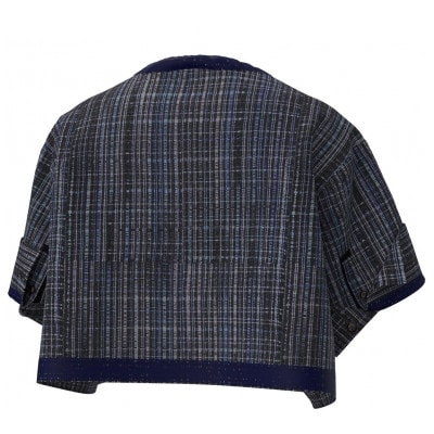 【リボン織×MIZEN】ショートシャツブルゾン レディス 絹紐織 黒ミントグリーン