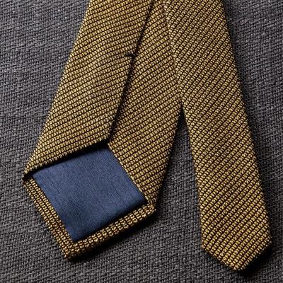 【手織りネクタイ】イエロー フレスコタイ kuskafabric 京都・丹後のシルク織物