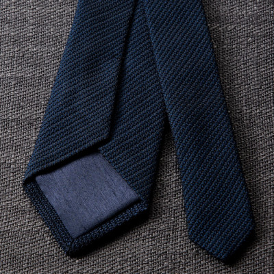 【手織りネクタイ】ダークネイビー フレスコタイ kuskafabric  京都・丹後のシルク織物