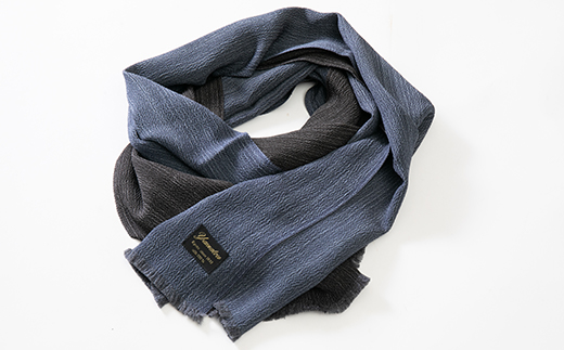 正絹縮緬マフラー(紺/濃いグレー)