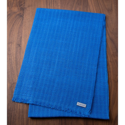 【手織りマフラー】丹後ブルー 手紡ぎシルク真綿 kuskafabric 丹後の絹織物【高島屋選定品】