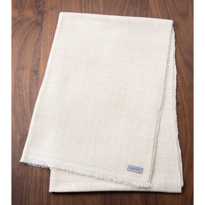 【手織りマフラー】ホワイト 手紡ぎシルク真綿 kuskafabric 丹後の絹織物【高島屋選定品】