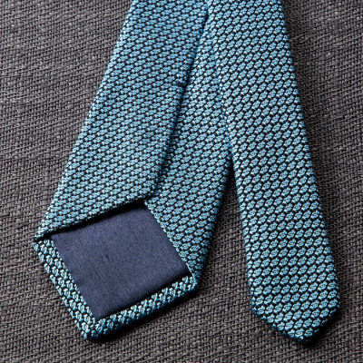 【手織りネクタイ】サックスブルー ガルザタイ kuskafabric 丹後の絹織物【高島屋選定品】