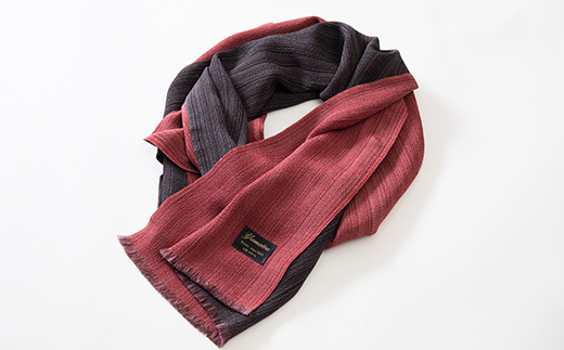 正絹縮緬マフラー(ワインレッド/濃いグレー)