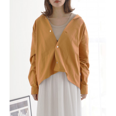 Kinudian パジャマシルクシャツ オレンジ フリーサイズ　ユニセックス　リラックスコーデ